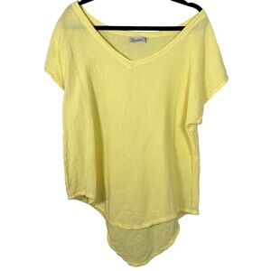 Cottonways Yellow Gauzy Asymmetrical Tunic Blouse Size 2 (Large/XL)